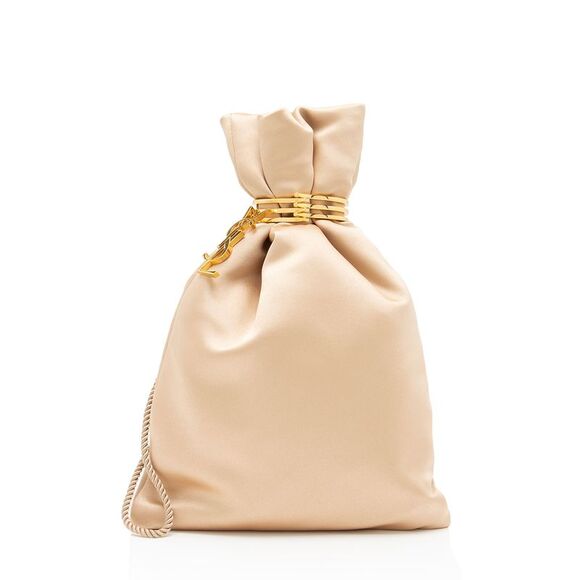 Saint Laurent Handbags - Saint Laurent Satin Logo Evening Pouch